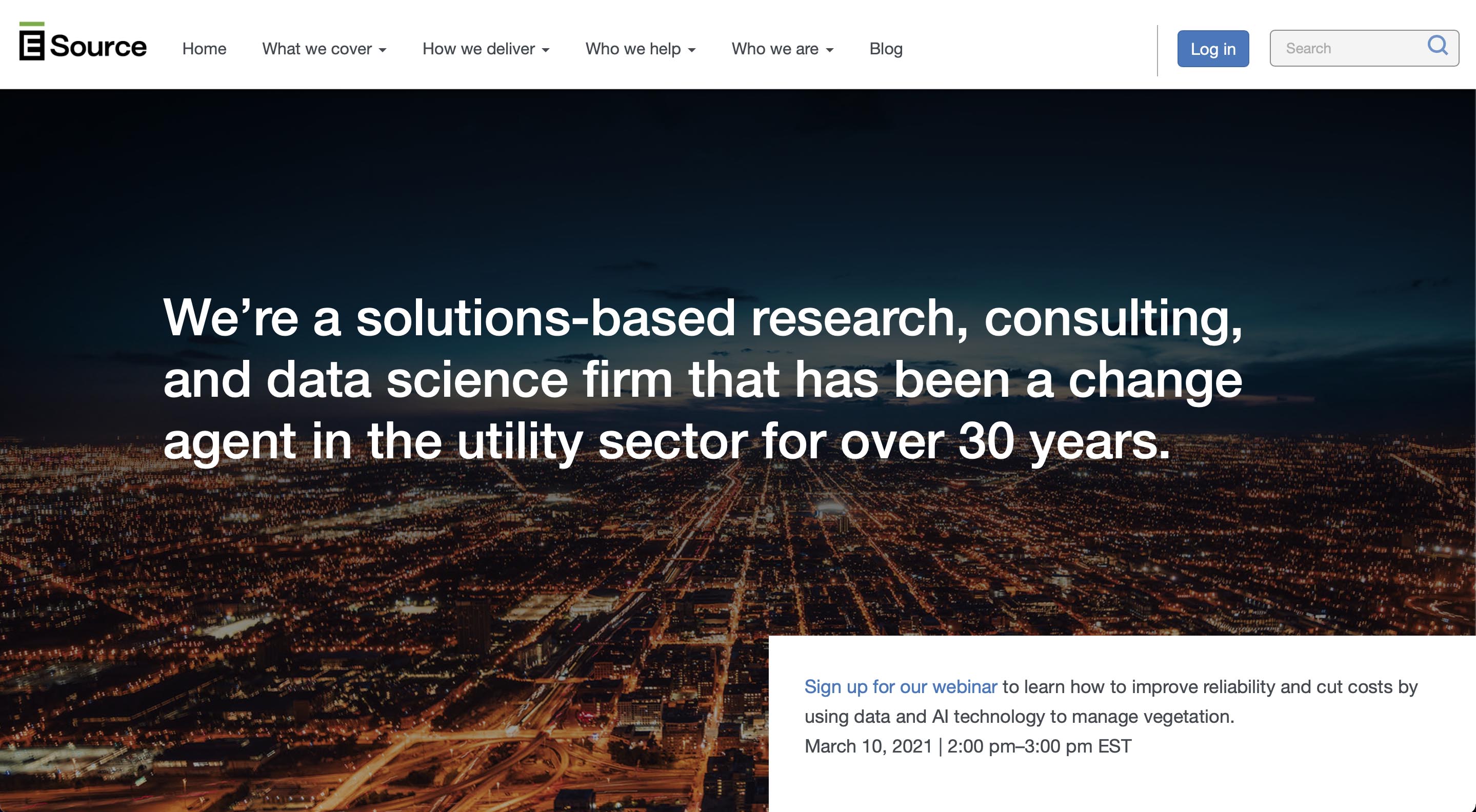 Image of E Source website.