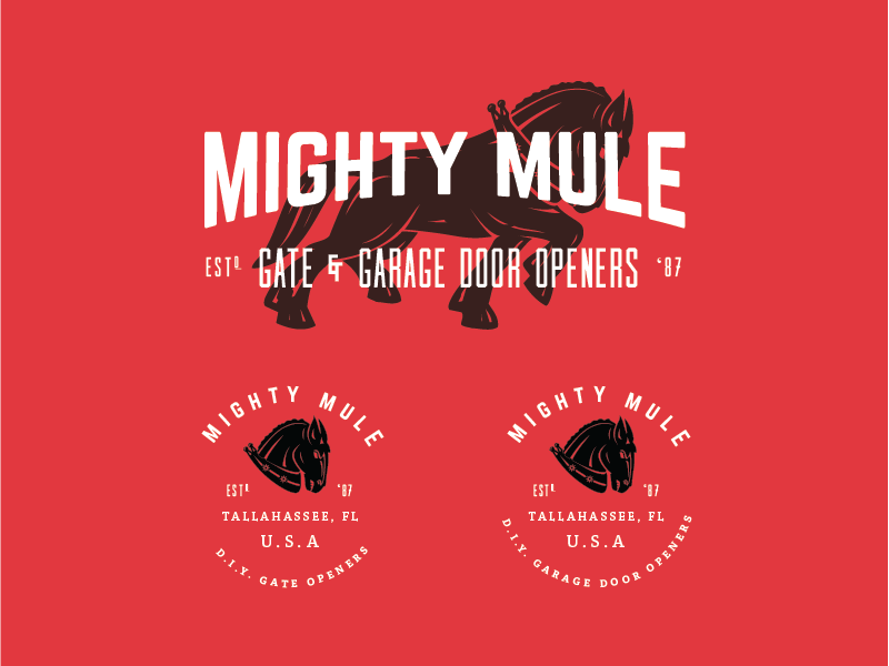 Branding sample of the Mighty Mule brand.